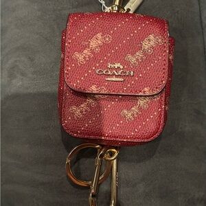 Coach Burgundy Key Holder with Gold Accents